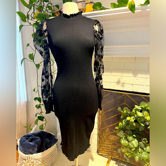 Black Midi Sweater Dress - Picture 1 of 5